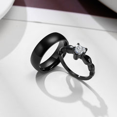 Romantic Heart Cubic Zirconia Stainless Steel Wedding Ring
